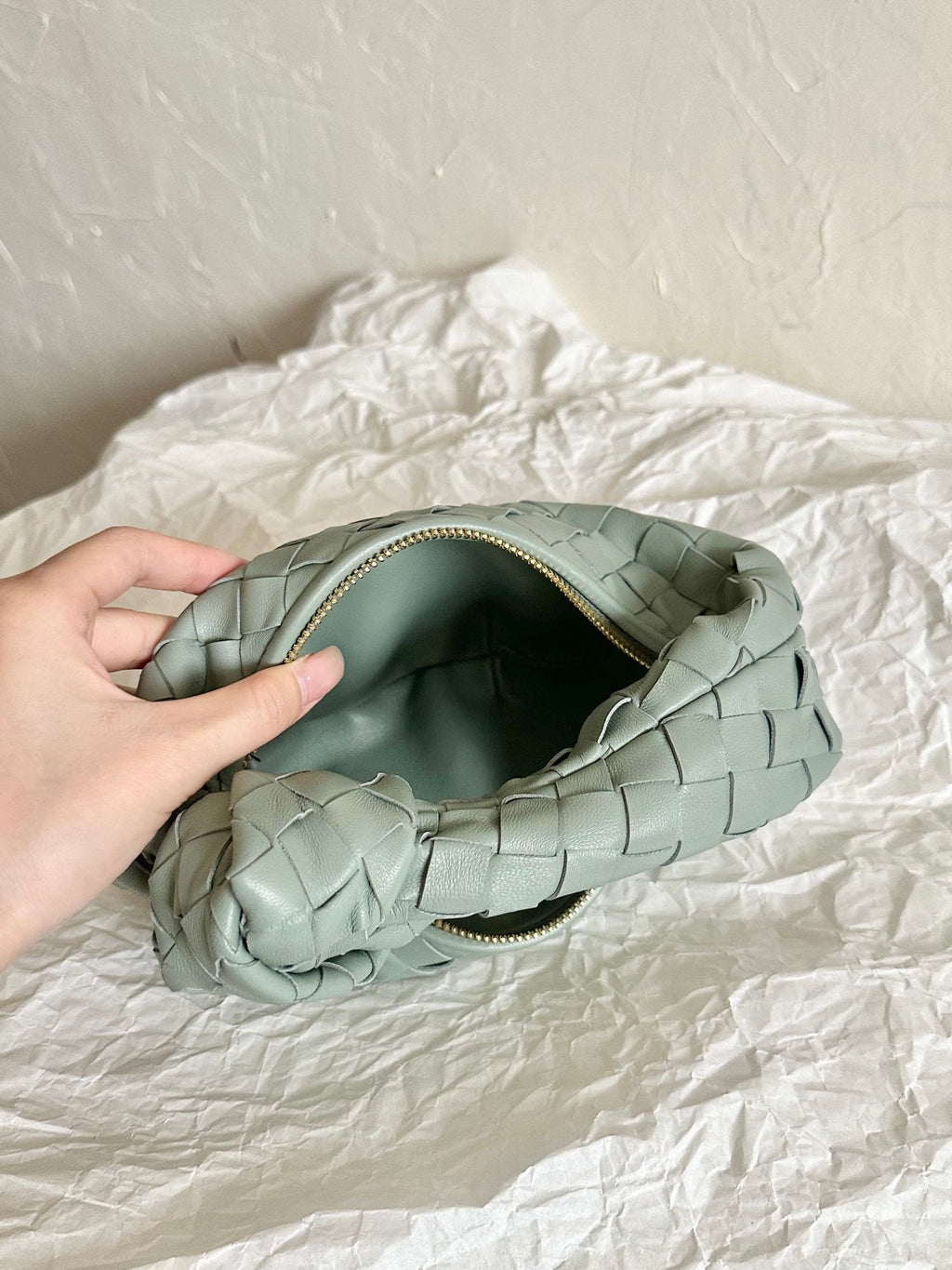 BV MINI JODIE 28CM GREY LAMBSKIN LEATHER