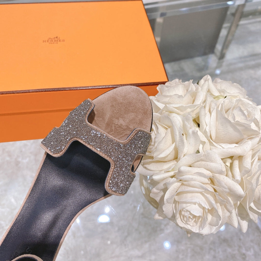 PREMIERE 70 SANDAL IN LIGHT BROWN SUEDE WITH CRYSTALS
