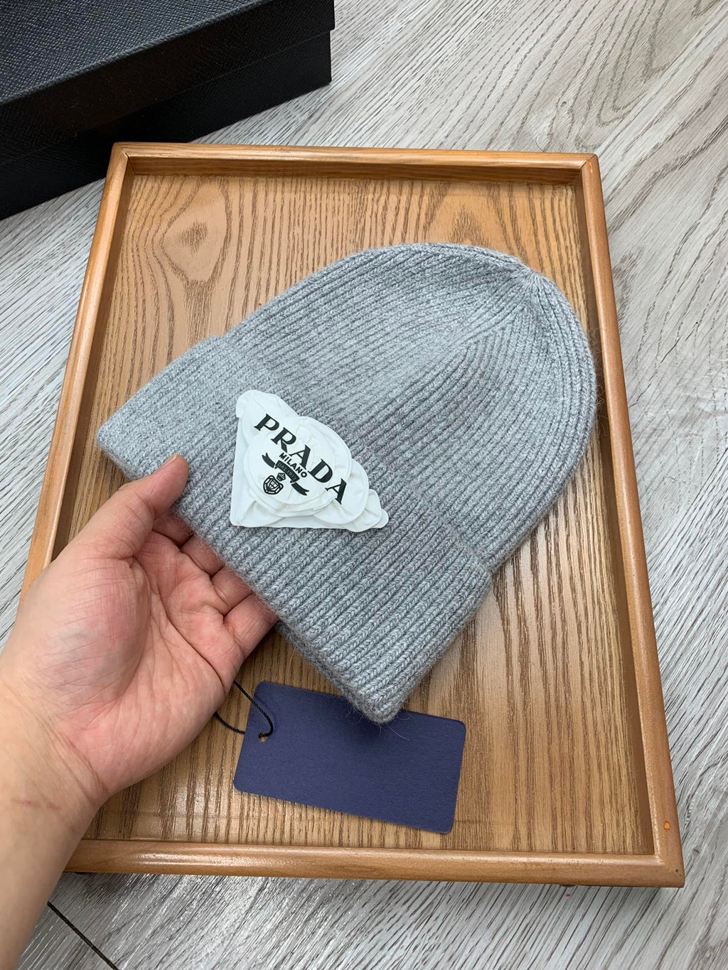 BEANIE HAT IN PALE GRAY WOOL 431360