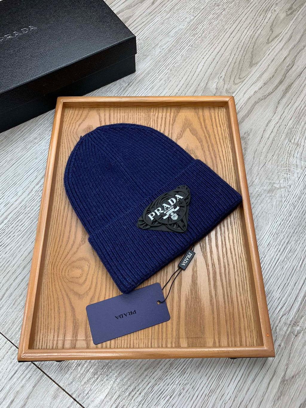 BEANIE HAT IN NAVY BLUE WOOL 431359