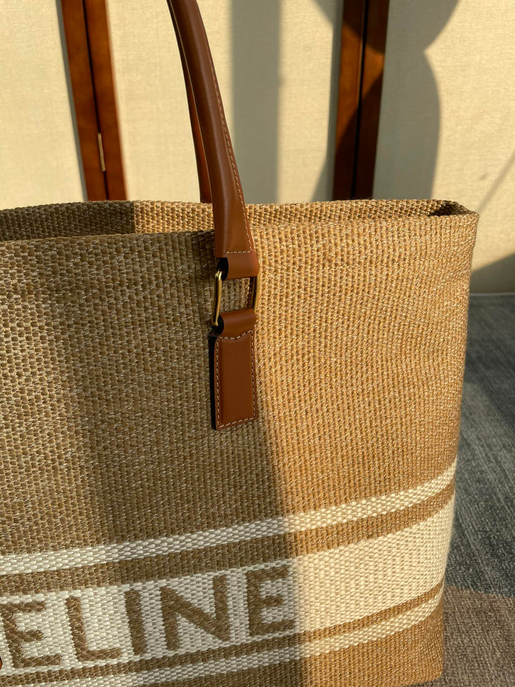CABAS 44 PRINTED CANVAS BROWN WHITE TOTE