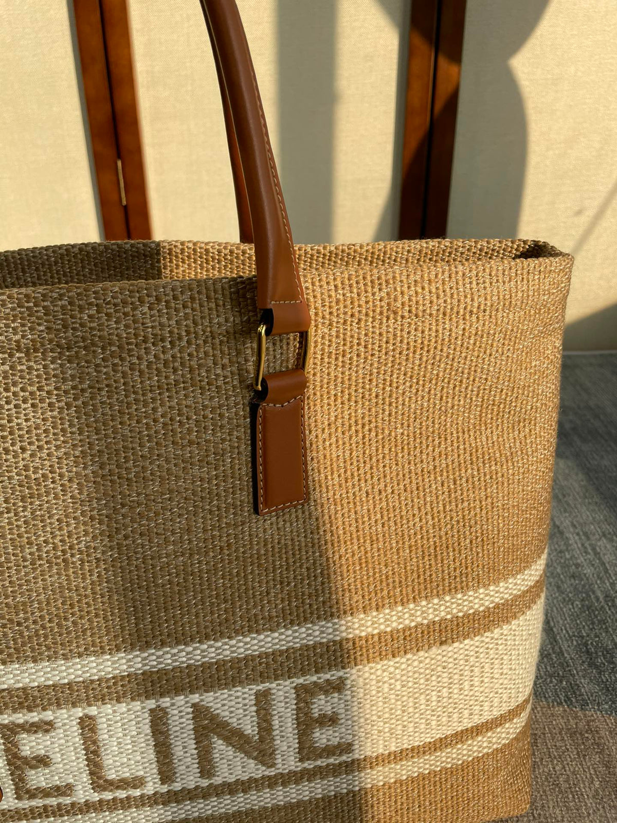 CABAS 44 PRINTED CANVAS BROWN WHITE TOTE