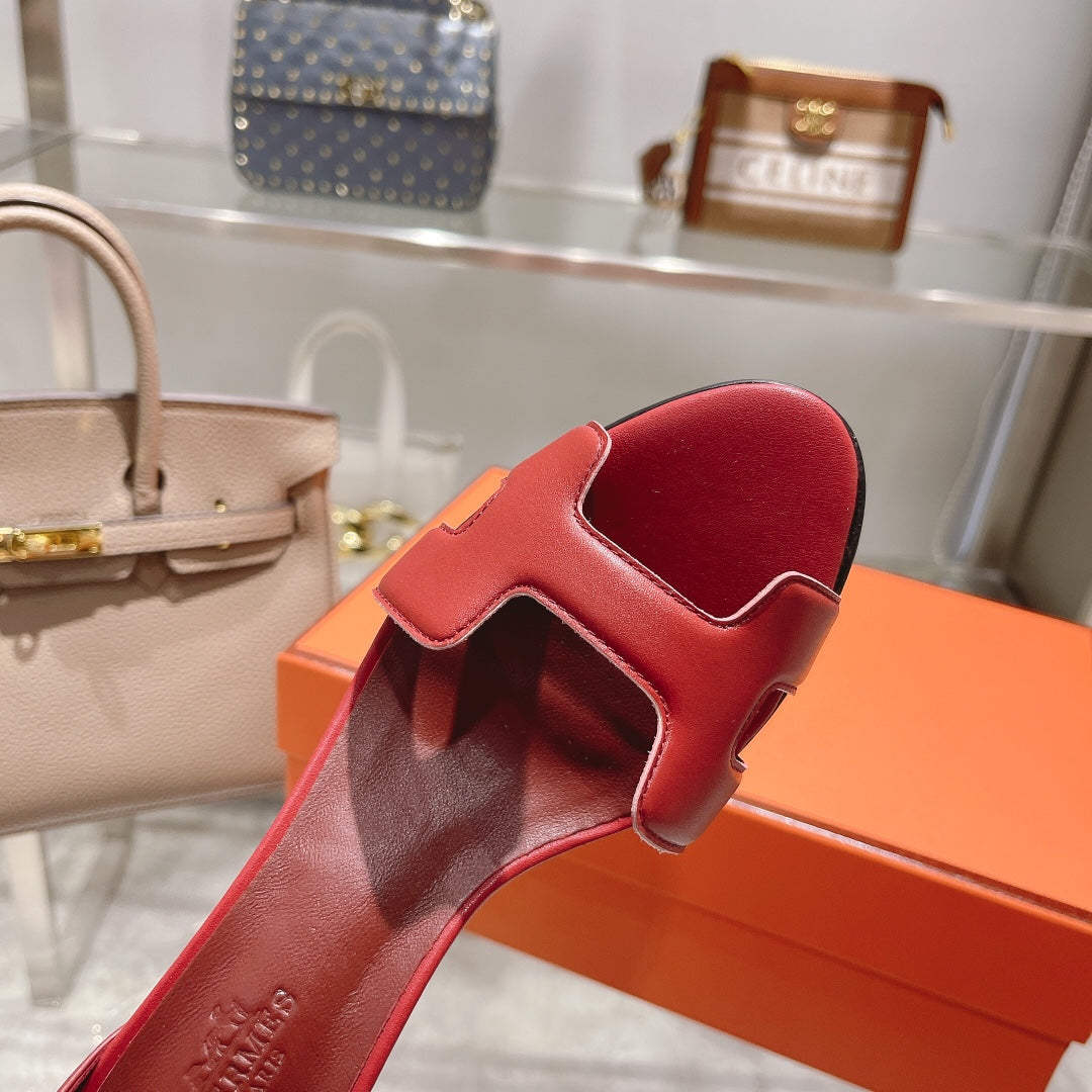 PREMIERE 70 SANDAL IN CHERRY RED CALFSKIN