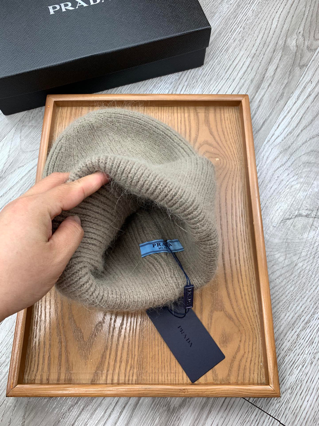 BEANIE HAT IN KHAKI BROWN WOOL 108747