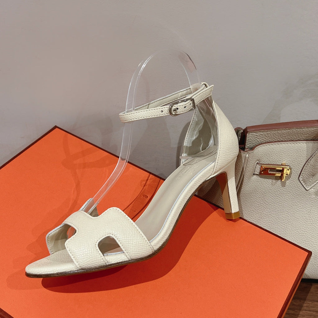 PREMIERE 70 SANDAL IN WHITE CREAM GRAINED CALFSKIN
