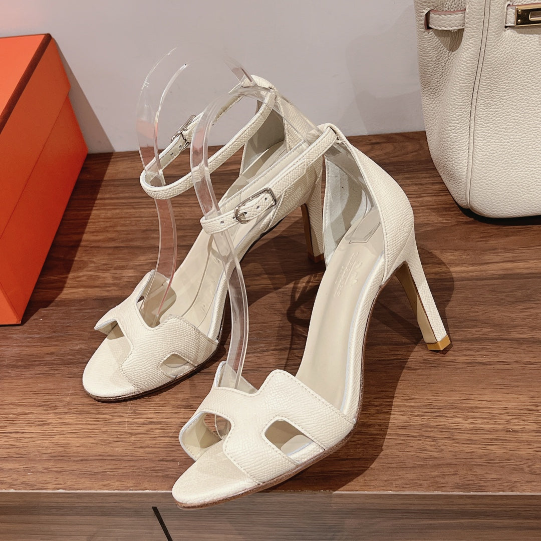 PREMIERE 105 SANDAL IN WHITE CREAM GRAINED CALFSKIN