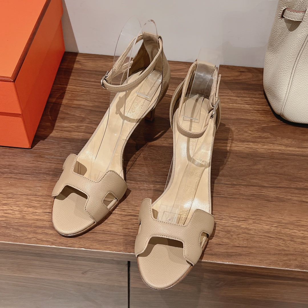 PREMIERE 70 SANDAL IN SAND BROWN CALFSKIN