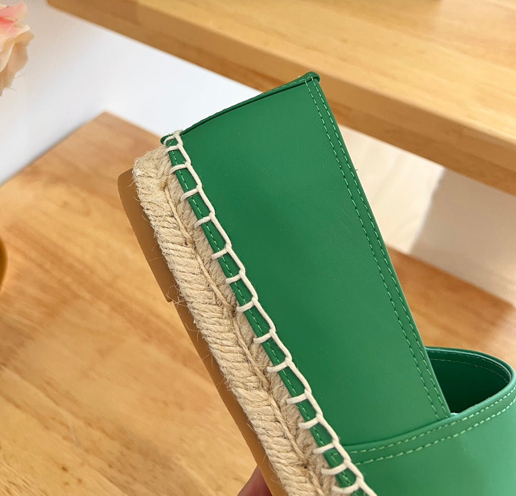 SL YVES LOGO SLIP ON DARK GREEN CALFSKIN