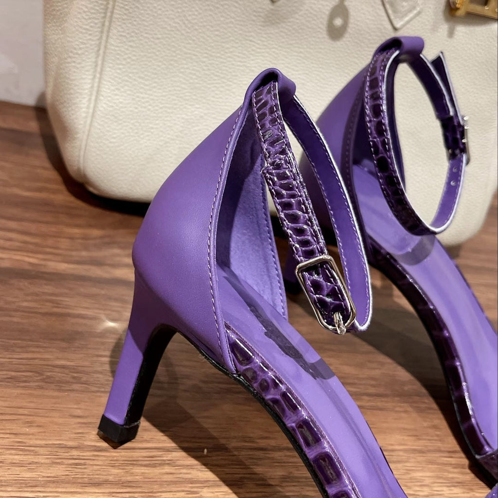 PREMIERE 70 SANDAL IN VIOLET PURPLE CROCODILE LEATHER