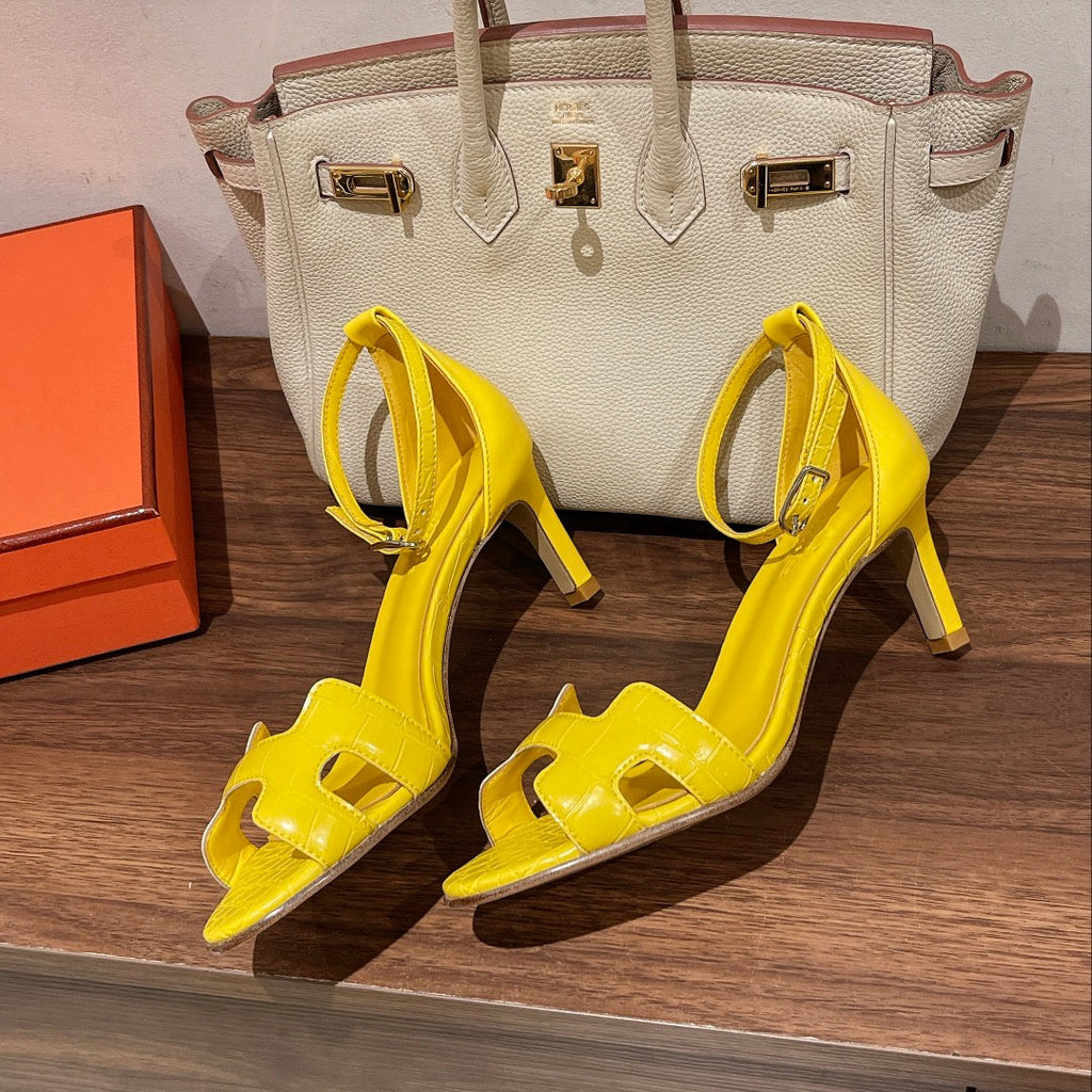 PREMIERE 70 SANDAL IN BRIGHT YELLOW CALFSKIN