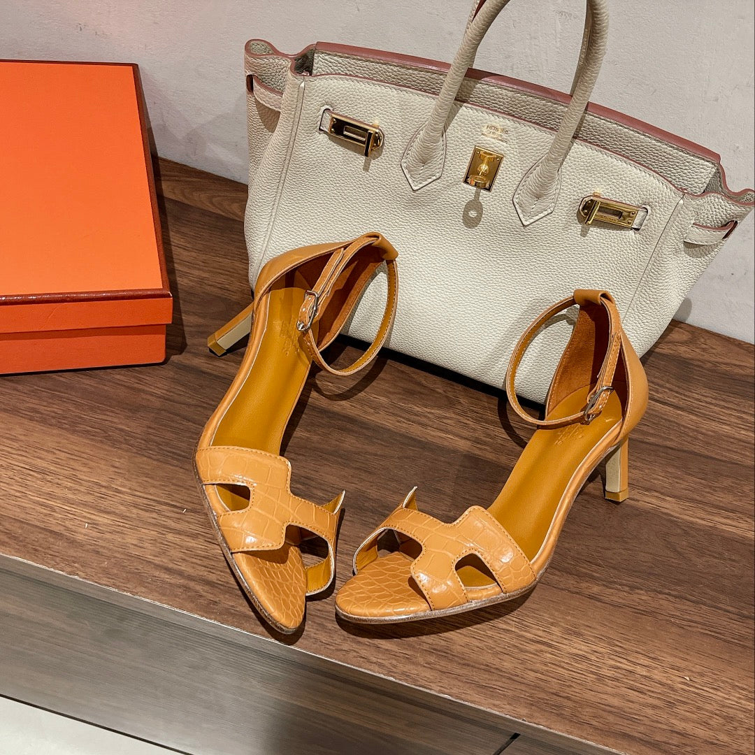 PREMIERE 70 SANDAL IN PEANUT BROWN CALFSKIN