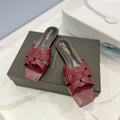 SL TRIBUTE SLIPPERS BERRY CALFSKIN