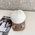 BAKER BOY CAP IN WHITE MIX CAMEL BROWN MONOGRAM JACQUARD FABRIC 136303