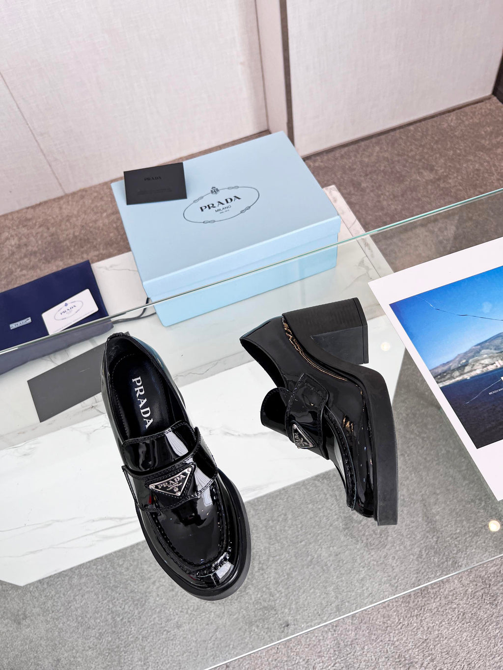 PRA CHOCOLATE BRUSHED LEATHER LOAFERS BLACK