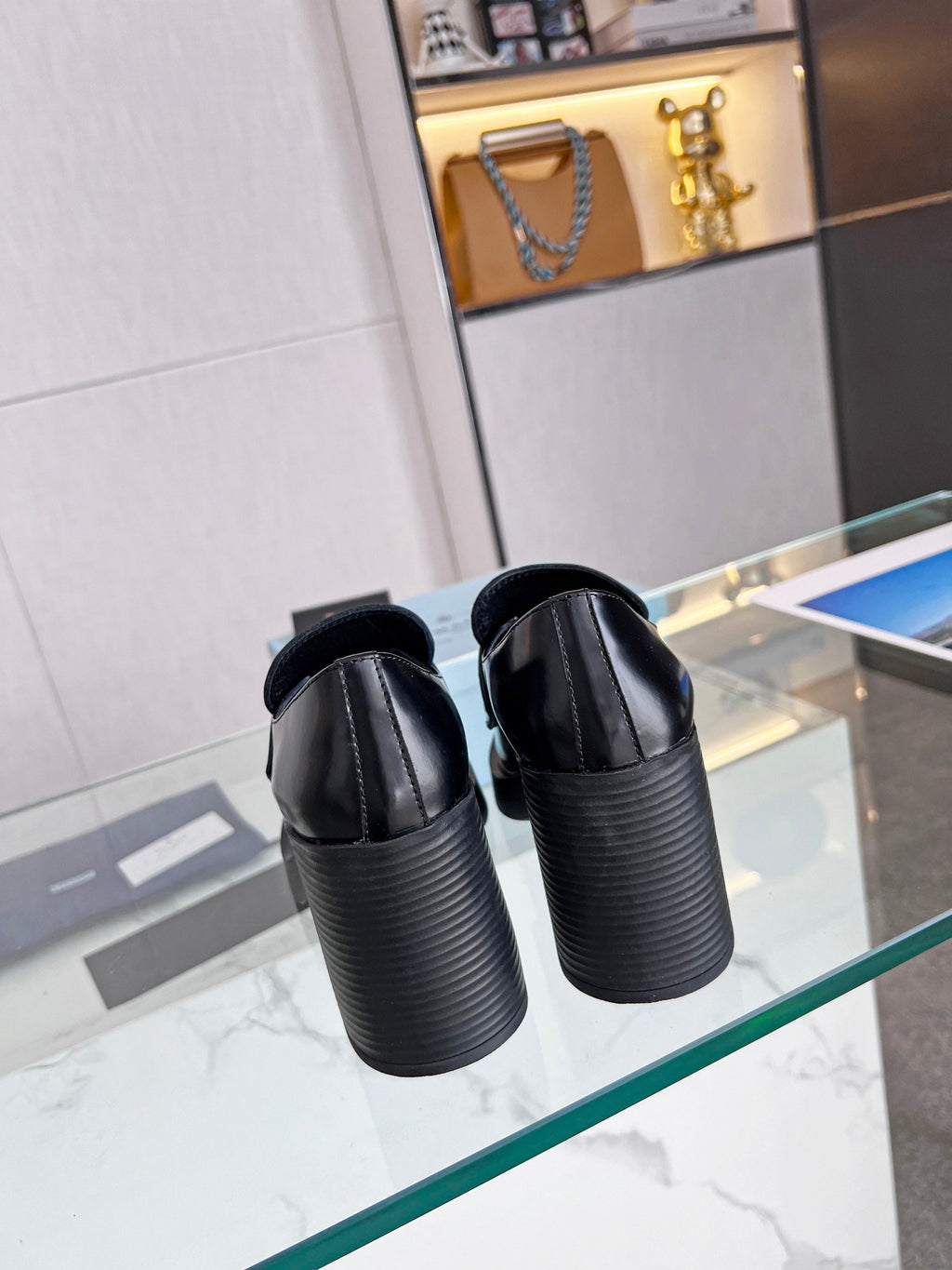 PRA CHOCOLATE BRUSHED LEATHER LOAFERS BLACK