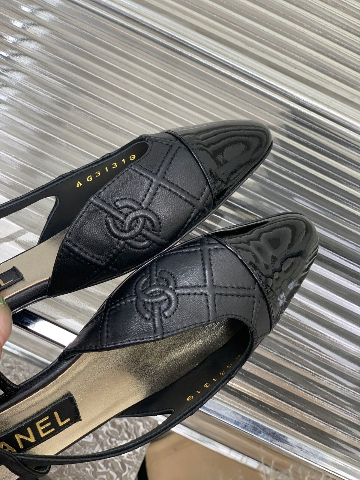 SLINGBACKS 20 BLACK CALFSKIN