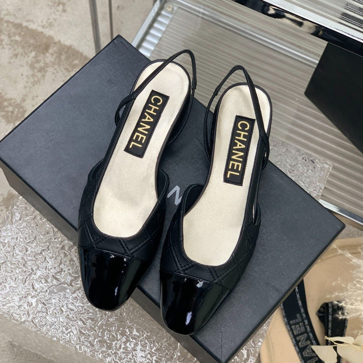 SLINGBACKS 20 BLACK CALFSKIN