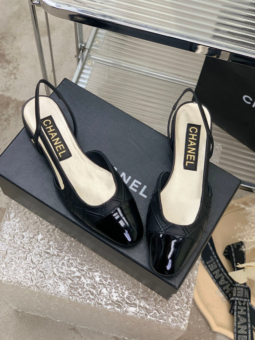 SLINGBACKS 20 BLACK CALFSKIN