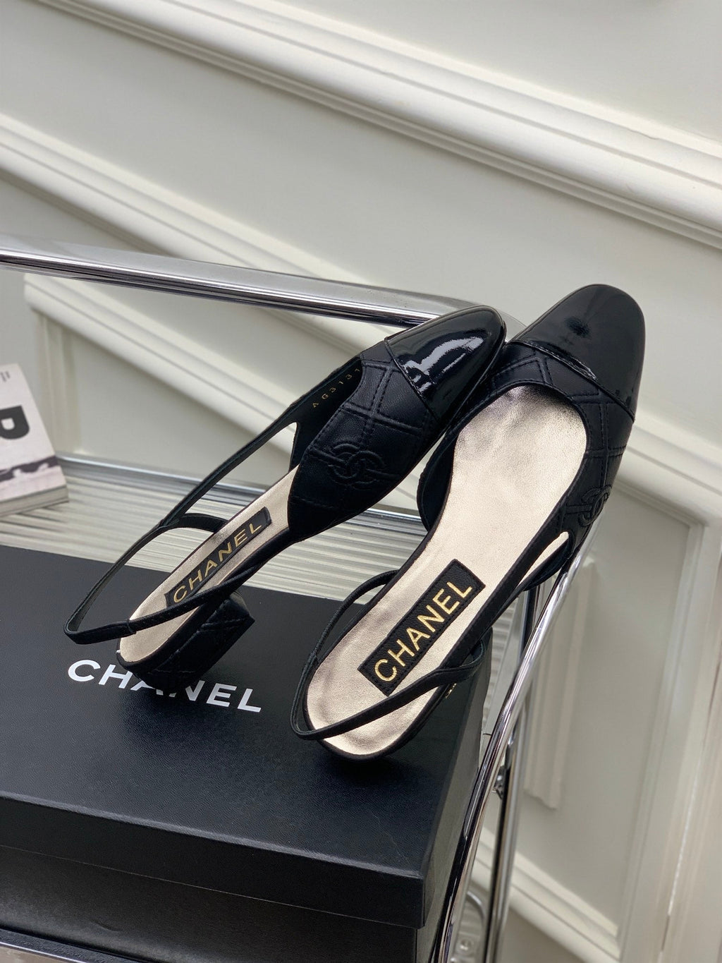 SLINGBACKS 20 BLACK CALFSKIN