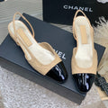 SLINGBACKS 20 BEIGE CREAM MIX BLACK CALFSKIN