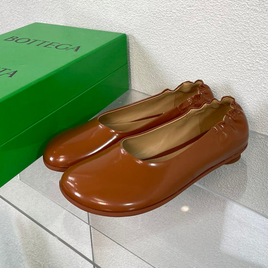 ATOMIC BALLERINA FLAT IN BRONZE BROWN CALFSKIN