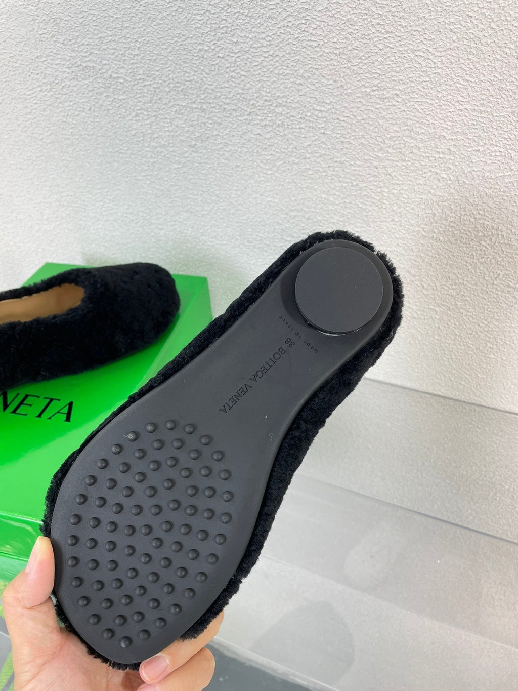 ATOMIC SHEARLING BALLERINA FLATS BLACK