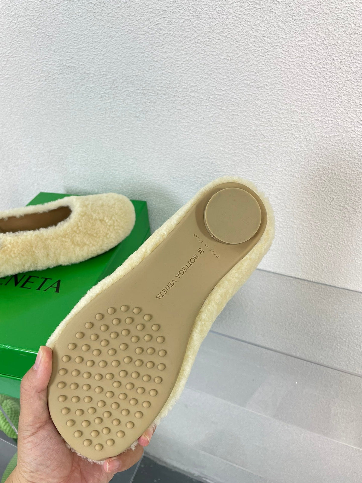 ATOMIC SHEARLING BALLERINA FLATS LIGHT YELLOW