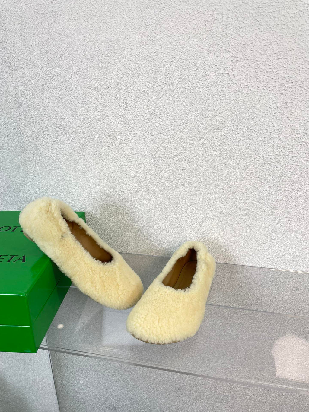 ATOMIC SHEARLING BALLERINA FLATS LIGHT YELLOW