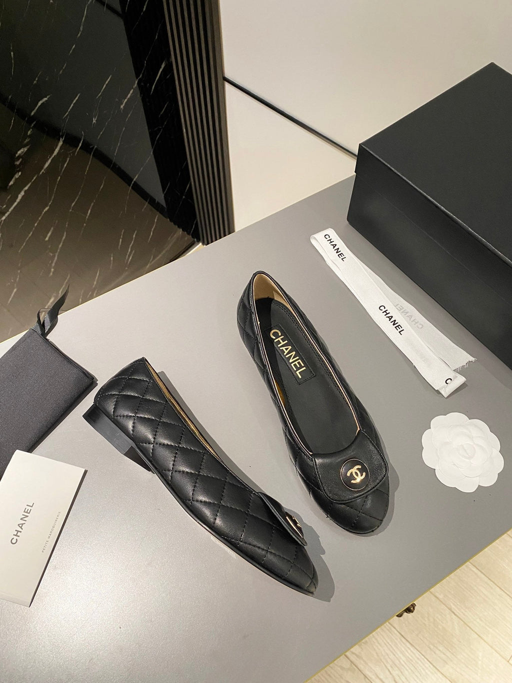 BALLET FLAT BLACK LAMBSKIN