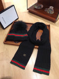 SET SCARF AND HAT IN BLACK WOOL AND CASHMERE 945027