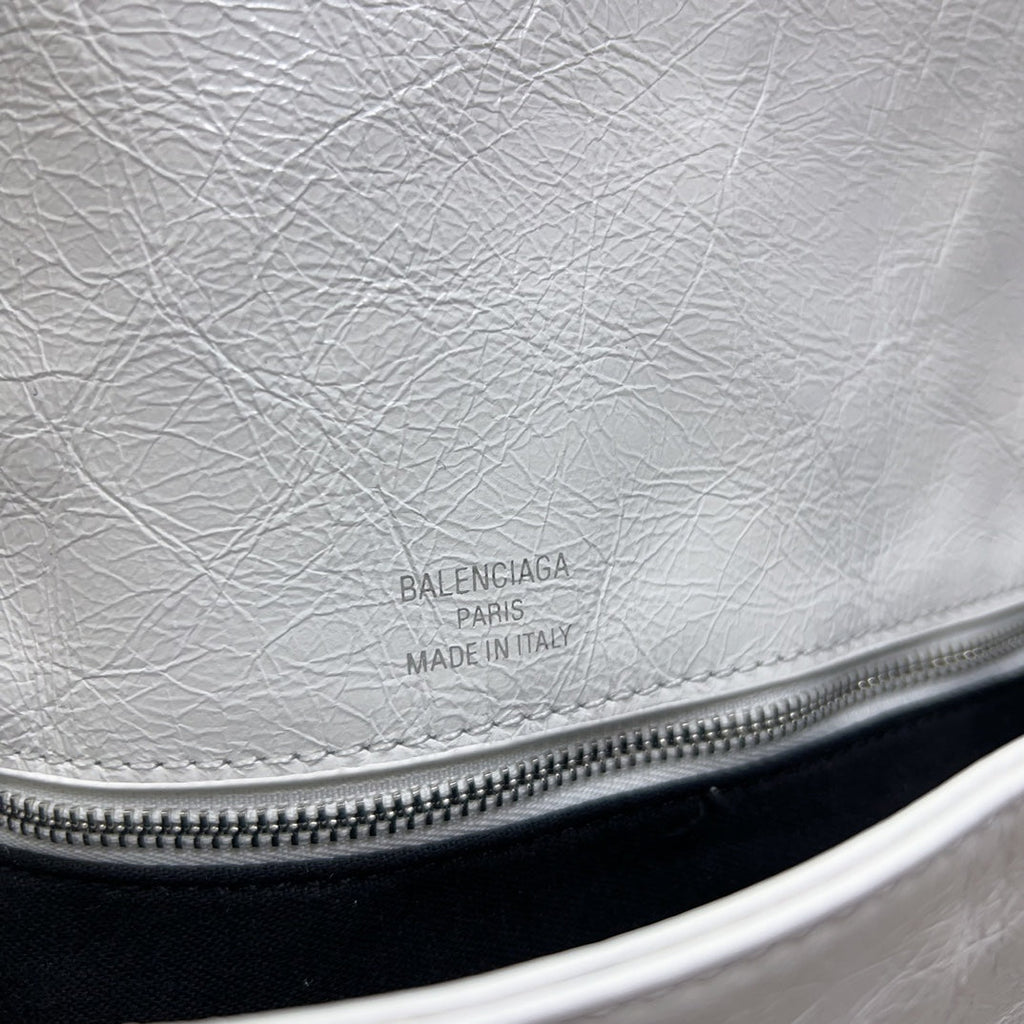 BB SOFT FLAP BAG 36 IN WHITE PEACH CALFSKIN SILVER HARDWARE