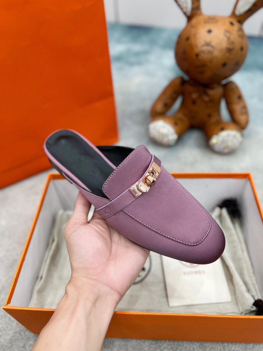 0Z Mule Purple Silk Thick Cloth/Sheepskin
