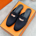 0Z Mule Black Silk Thick Cloth/Sheepskin