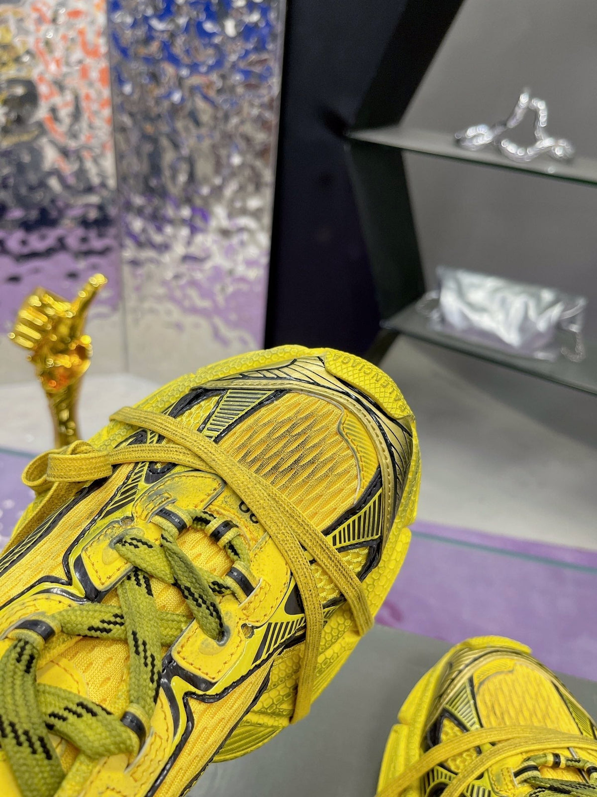 3XL SNEAKER IN YELLOW MIX BLACK MESH AND POLYURETHANE