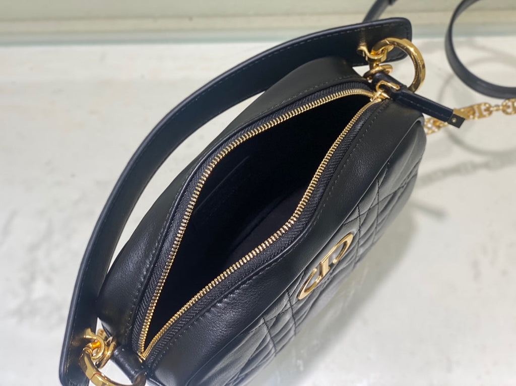 CARO BOX BAG 19 IN BLACK QUILTED MACROCANNAGE CALFSKIN