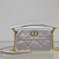 CARO BOX BAG 19 IN WHITE QUILTED MACROCANNAGE CALFSKIN