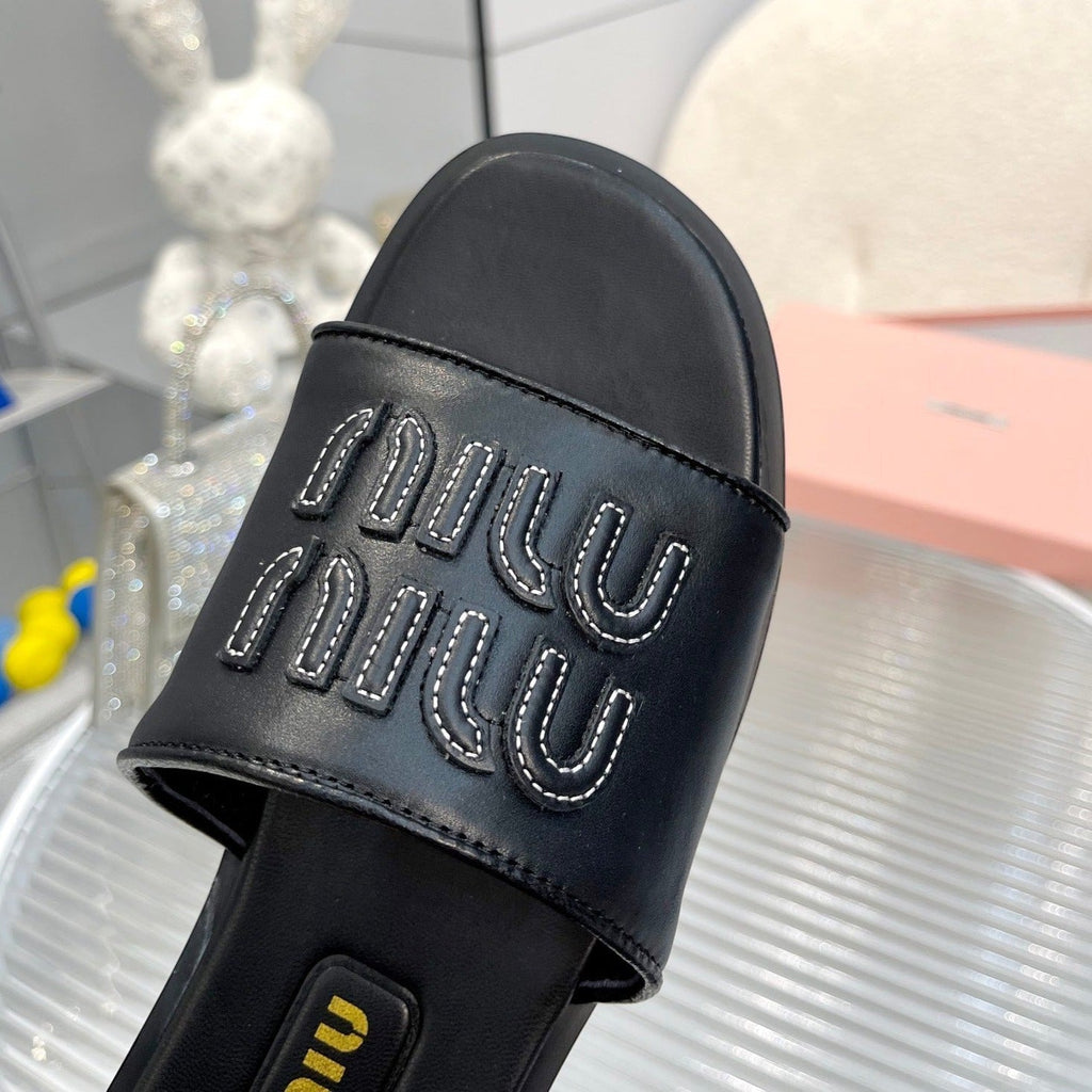 Slippers Black Leather