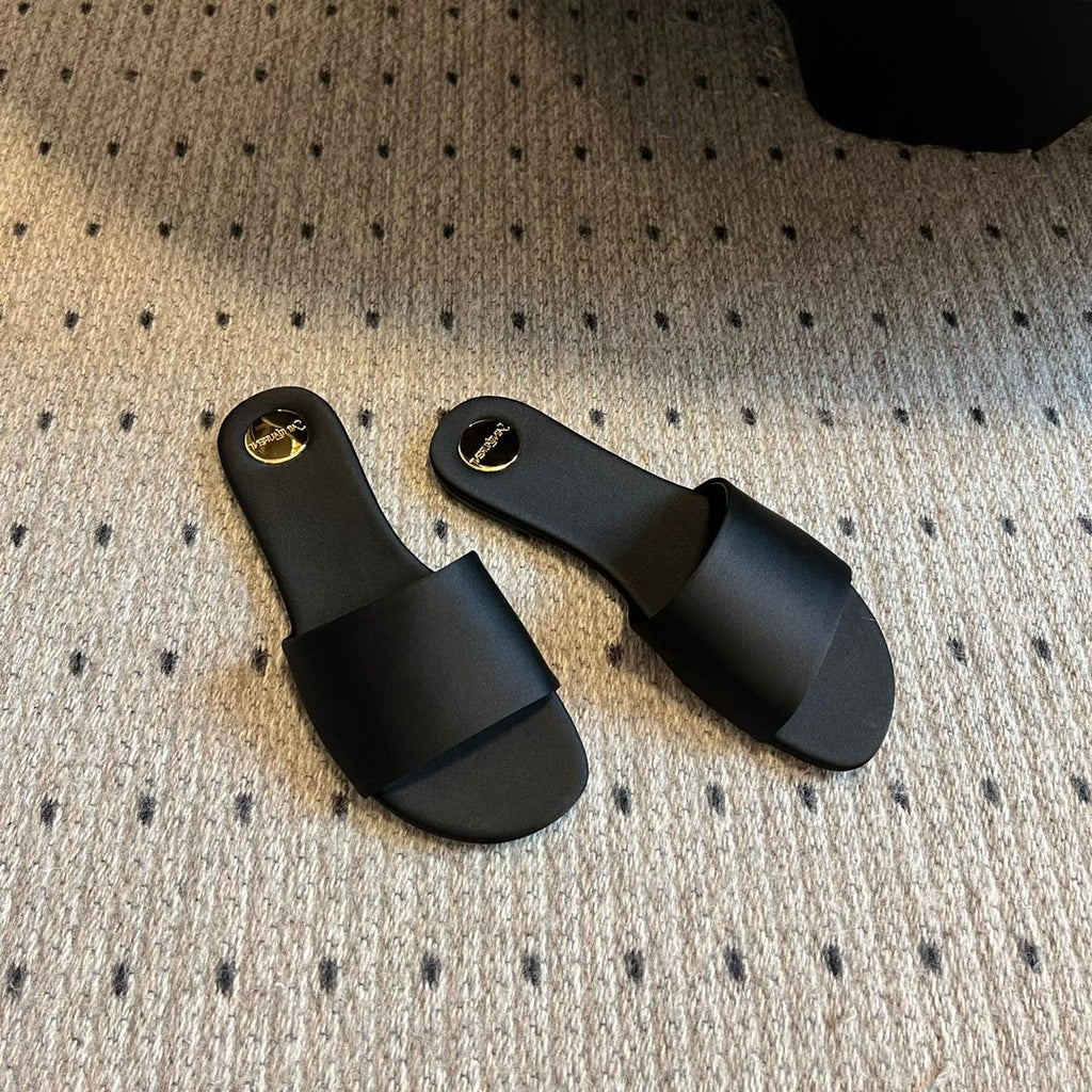 SL CARLYLE SLIPPERS BLACK SATIN