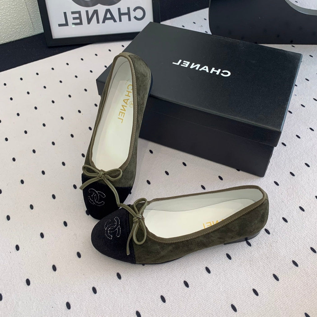 BALLET FLAT OLIVE GREEN MIX BLACK VELVET
