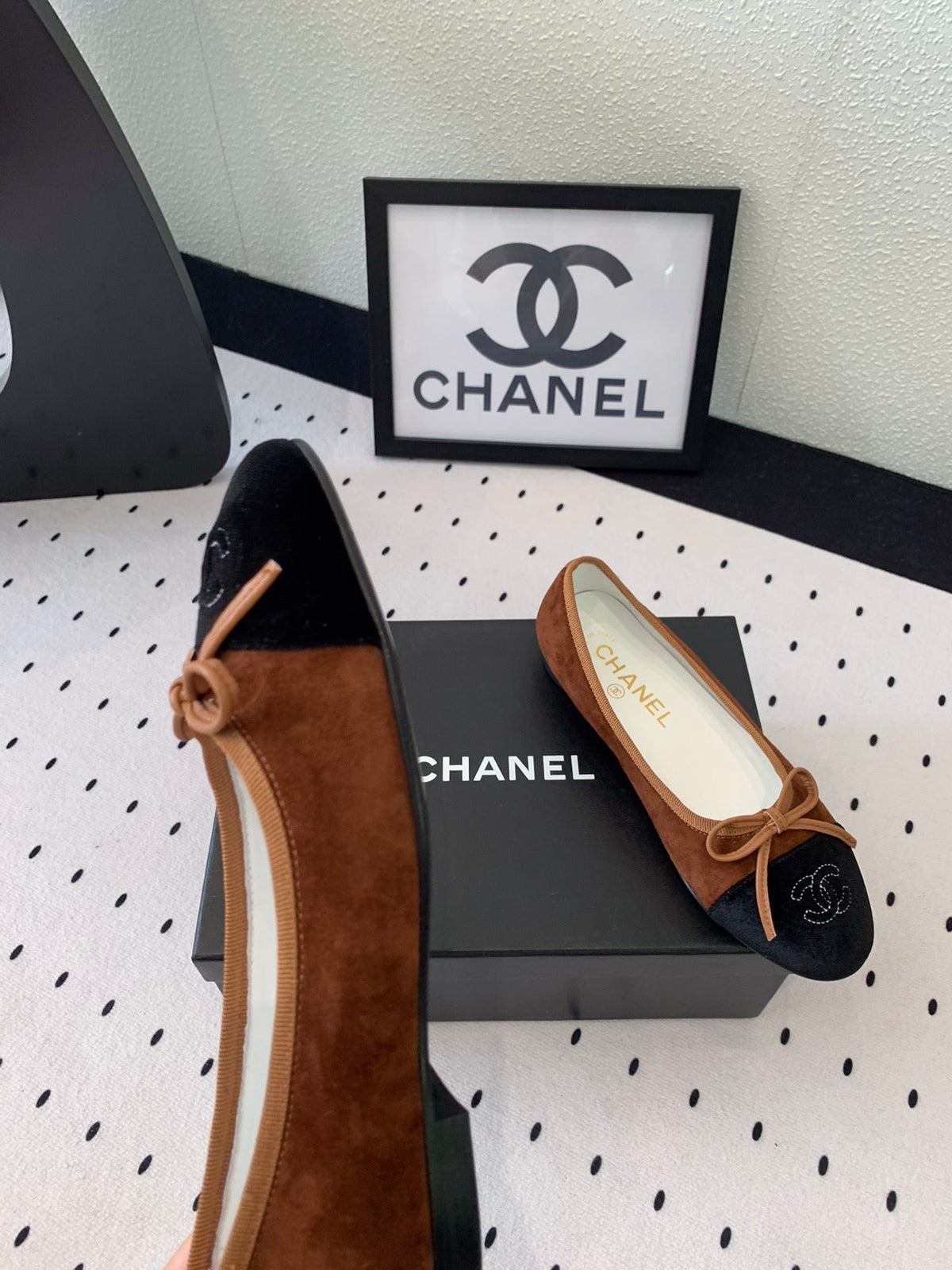 BALLET FLAT BROWN MIX BLACK VELVET