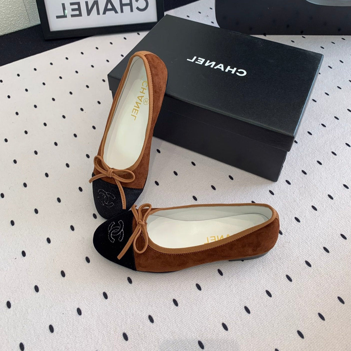 BALLET FLAT BROWN MIX BLACK VELVET