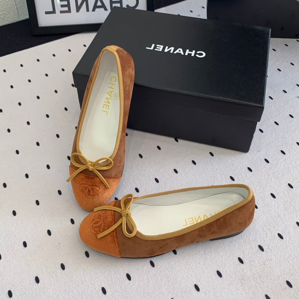 BALLET FLAT LIGHT BROWN MIX BROWN VELVET