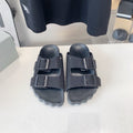 BIRKENSTOCK SLIPPERS ATTACHED RHINESTONES IN BLACK CALFSKIN
