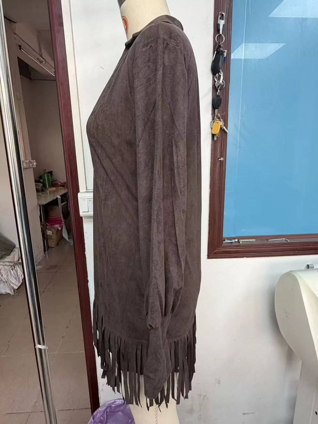 Fringed Lantern Sleeve Dress