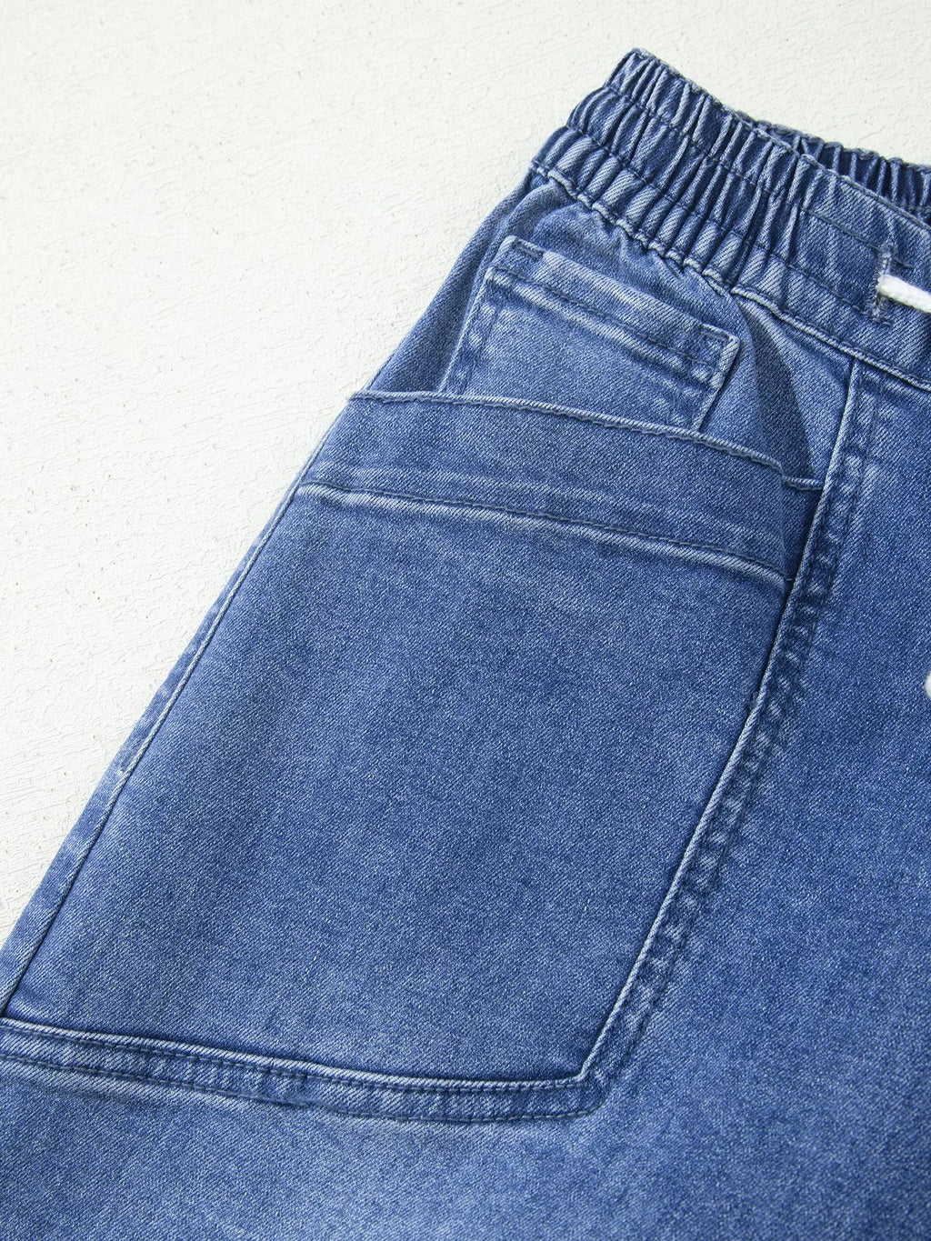 Drawstring Waist Ankle Length Casual Jeans Regular Fit Pocket Detail Jeans