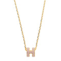POP H NECKLACE PINK PENDANT GOLD HARDWARE