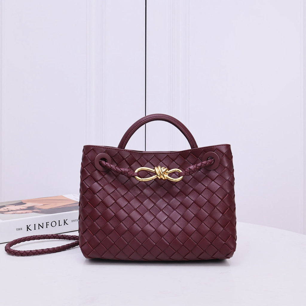 BV SMALL ANDIAMO 25CM DARK RED LAMBSKIN