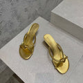 BV HEELED SANDALS METALLIC GOLD LAMBSKIN