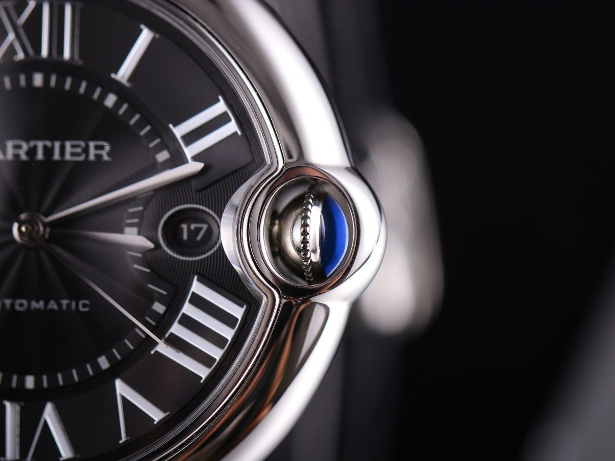 BALLON BLEU 42 BLACK DIAL LEATHER BRACELET