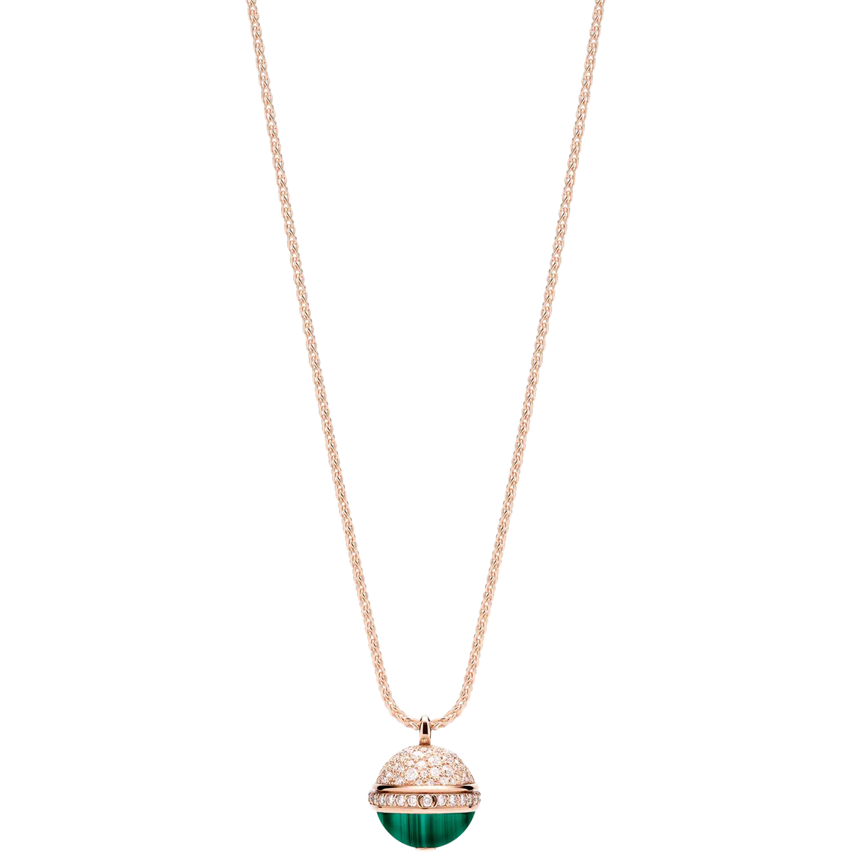 POSSEISSION DIAMOND PINK GOLD MALACHITE NECKLACE
